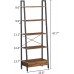 CubiCubi Ladder Shelf with Drawer 5-Tier Bookshelf Accent Ladder Bookcase Storage Rack Shelves Storage Cabinet Multipurpose Organizer Rack Industrial Metal Frame Furniture Fir