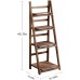 ECOMEX Small Ladder Shelf Corner Bookcase 4-Tier Bathroom Shelves Industrial Bookcase Book Storage Plant Stand Bathroom Shelves 45.67”x16.34”x13.78” for Kitchen Living Room OfficeBrown