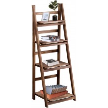 ECOMEX Small Ladder Shelf Corner Bookcase 4-Tier Bathroom Shelves Industrial Bookcase Book Storage Plant Stand Bathroom Shelves 45.67”x16.34”x13.78” for Kitchen Living Room OfficeBrown