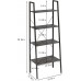 Gadroad Ladder Shelf Industrial 4-Tier Ladder Bookshelf Free Standing Storage Rack Shelf with Metal Frame Utility Organizer Shelves for Home Office Kitchen Grey Oak