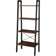 GENEAR Ladder Shelf 4-Tier Bookshelf Home Office Storage Rack Shelves Bathroom Living Room Industrial Accent Furniture Steel Frame