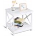 Giantex End Table Sofa Side Table X-Shaped Frame Accent Furniture Display Shelves for Living Room Bedroom Nightstand L19 xL19 xH18 1 White