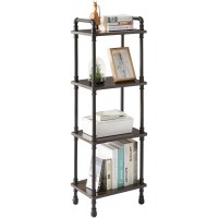 IBUYKE Industrial Pipe Ladder Shelf,4-Tier Vintage Style Book Shelf,Free Standing Units,Display Rack and Storage Organizer for Living Room,Bedroom,Kitchen,Black Grey UTMJ404G