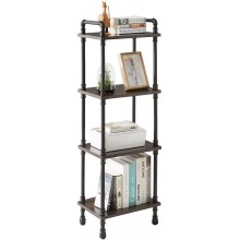 IBUYKE Industrial Pipe Ladder Shelf,4-Tier Vintage Style Book Shelf,Free Standing Units,Display Rack and Storage Organizer for Living Room,Bedroom,Kitchen,Black Grey UTMJ404G