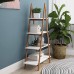 Knocbel 4-Tier Bamboo Ladder Shelf Storage Shelves Display Rack Bookcase Plant Flower Pots Stand 22 Lbs Capacity of Each Tier 31.49 L x 11.73 W x 53.54 H White and Brown