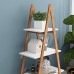 Knocbel 4-Tier Bamboo Ladder Shelf Storage Shelves Display Rack Bookcase Plant Flower Pots Stand 22 Lbs Capacity of Each Tier 31.49 L x 11.73 W x 53.54 H White and Brown