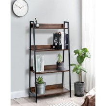 Ladder Shelf DEILALY 4-Tier Bookshelf Industrial Bookcase Storage Rack Shelves for Home Office Living Room Balcony Bedroom