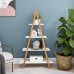 Liontru 4-Tier Ladder Display Bookshelf Decorative Free Standing Storage Open Shelves Solid Wooden Frame for Home Decor Living Room Office
