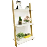 Modquen Ladder Shelves 3-Tier Wooden Wall-Leaning Open Shelves for Kitchen Living Room Balcony Office