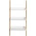 Natural and White 3-Tier Ladder Shelf Ladder Shelf Wood Leaning Bookshelf White Triangle Shelves