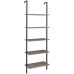 OOTDxvv Ladder Shelf 5-Shelf Wood Ladder Bookcase with Metal Frame Industrial 5-Tier Modern Ladder Shelf Wood Shelves,Gray