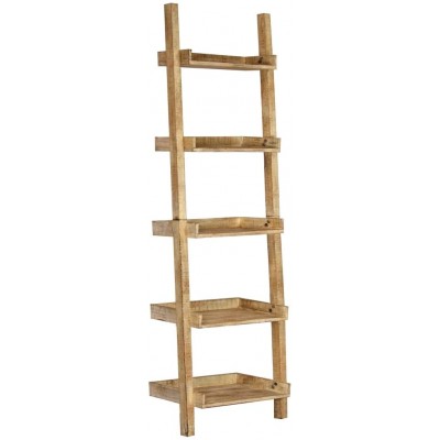 OUSEE Ladder Shelf Brown 29.5x14.6x80.7 Solid Mango Wood