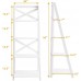 Prodb 4-Tier Ladder Shelf Bookshelf Plant Display Leaning Shelf Home White Ladder Shelf Decorative Ladder Decorative Shelves