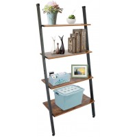 TOPNEW Ladder Shelf 4-Tier Vintage Bookcase Multipurpose Plant Flower Stand Leaning Wall Bookcase Rustic Wood Storage Organizer Display Rack