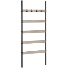 VASAGLE Blanket Ladder 5-Tier Ladder Shelf Wall-Leaning Rack Steel 25.6 Inch Wide Scarves Industrial Style Greige and Black ULLS011B02