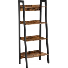 VASAGLE Ladder Shelf 4-Tier Home Office Bookshelf Freestanding Storage Shelves for Living Room Bedroom Kitchen Metal Frame Simple Assembly Industrial Rustic Brown and Black ULLS054X01