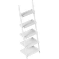 White Ladder Bookshelf 5-Tier Leaning Shelf Stand for Decorative Display BlowN Ladder Shelf Decorative Ladder Decorative Shelves