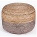Agro Richer Hand Woven Home Décor Braided Jute Pouf Ottoman Footrest Bean Bag Floor Chair Great for The Living Room Bedroom and Kids Room Rustic Farmhouse Decor Beige and Grey Color Cover Only