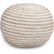Agro Richer Round Jute Cotton Pouf Ottoman Home Décor Footrest Bean Bag Floor Chair Great for The Living Room Bedroom and Kids Room Rustic Farmhouse Decor Cover Only 20x20x14