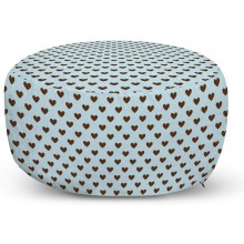 Ambesonne Brown and Blue Ottoman Pouf Little Hearts in Brown with Distressed Look Romantic Love Theme Decorative Soft Foot Rest with Removable Cover Living Room and Bedroom Brown and Pale Blue