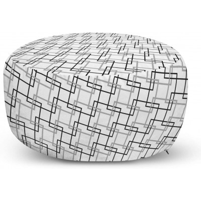 Ambesonne Geometric Pouf Cover with Zipper Minimalist Pattern with Intersecting Squares Grayscale Lattice Mosaic Soft Decorative Fabric Unstuffed Case 30 W X 17.3 L Black Pale Grey White