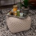 BIRDROCK HOME Square Pouf Footstool Ottoman Natural Knit Bean Bag Floor Chair Cotton Braided Cord Great for The Living Room Bedroom and Kids Room Small Furniture