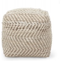 Christopher Knight Home 313830 Pouf Ivory + Beige