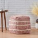 Christopher Knight Home Alyssa Hand-Woven Boho Fabric Cube Pouf Pink Natural