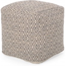 Christopher Knight Home Jenna Cube Pouf Brown Beige Yellow