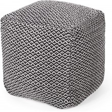 Christopher Knight Home Taylor Boho Fabric Cube Pouf Black White