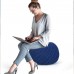 Decent Home Round Pouf Ottoman Knitted Cotton Floor Chair Accent Bean Bag Seat Footrest for Living Room Bedroom Kids Room Navy