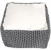 Edeco 23.6 Square Knit Bean Bag Fabric Pouf Foot Stool Ottoman,Floor Chair for Living Room Bedroom Square Gray