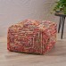 Great Deal Furniture Cindy Boho Wool Large Ottoman Pouf Multicolored