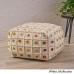 Great Deal Furniture Jocelyn Boho Wool and Cotton Large Ottoman Pouf White and Multicolored