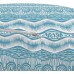 Lunarable Tribal Ottoman Pouf Monochrome Illustration of Traditional Wavy Ornaments in Aztec Style Print Decorative Soft Foot Rest with Removable Cover Living Room and Bedroom Sea Blue and White