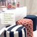 Majestic Home Goods Navy Sea Horse Indoor Outdoor Bean Bag Ottoman Pouf 16 L x 16 W x 17 H