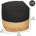 mDesign Natural Casual Ottoman Pouf Seat Rustic Square Cube Poof Floor Chair for Living Room Bedroom Office Playroom and Nursery Color Block Black Natural