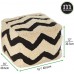mDesign Tufted Bohemian Ottoman Pouf Seat Modern Square Cube Poof Floor Chair for Living Room Bedroom Office Playroom and Nursery Chevron Black White