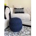 NOORI Home 100% Handmade & Handcrafted Premium Cotton Round Knitted Cable Style Pouf Foot Stool Ottoman Bean Bag Floor Chair for The Living Room Bedroom and Kids Room Small Furniture Navy