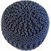 NOORI Home 100% Handmade & Handcrafted Premium Cotton Round Knitted Cable Style Pouf Foot Stool Ottoman Bean Bag Floor Chair for The Living Room Bedroom and Kids Room Small Furniture Navy