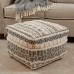 SARO LIFESTYLE Oliver Collection Printed and Tufted Floor Pouf 20x20x14 Natural