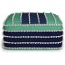 SIMPLIHOME Garbo Boho Square Woven Outdoor Indoor Pouf in Aqua,Navy and White Recycled PET Polyester for the Living Room Family Room Bedroom and Kids Room