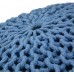 SIMPLIHOME Nikki Round Hand Knit Pouf Footstool Upholstered in Blue Navy Blue Cotton for the Living Room Bedroom and Kids Room Boho