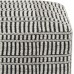 SIMPLIHOME Safford Boho Square Woven Outdoor Indoor Pouf in Black and White Recycled PET Polyester for the Living Room Family Room Bedroom and Kids Room