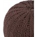 SIMPLIHOME Shelby Round Hand Knit Pouf Footstool Upholstered in Chocolate Brown Cotton for the Living Room Bedroom and Kids Room Transitional Boho