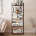 5-Tier Tall Bookcase Rustic Wood and Metal Standing Bookshelf Industrial Vintage Book Shelf Unit Open Back Modern Office Bookcases