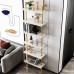 6-Shelf Modern Ladder Bookcase Open Wall Mount Ladder Bookshelf with Industrial Metal Frame White Gold