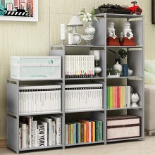 Angotrade Jaketen Bookshelf 9-Cubes Book Shelf Office Storage Shelf Plastic Storage Cabinet Grey