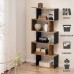 Apicizon 5-Tier Geometric Bookshelf Wooden S-Shaped Bookcase Display Shelf for Living Room Bedroom and Study Room Industrial Bookcase for Home Office Decor