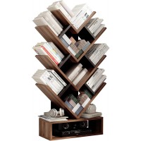 Artswish Tree Bookshelf 5-Shelf Floor Standing Bookcase Free Standing Magazines Books Tree Rack for Living Room Home Office Bedroom Walnut+Black